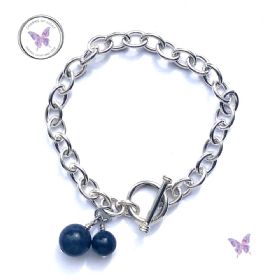 Sterling Silver Chain Link Bracelet With Dumortierite